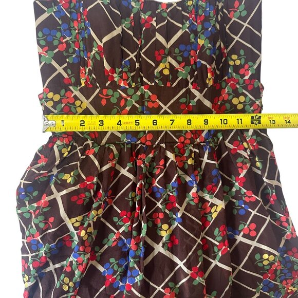 Corey lynn Calter Brown Floral Silk Strapless Fit & Flared Dress Size 4 - Picture 7 of 8